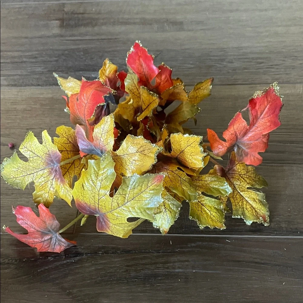 3 Autumn Faux Silk Leaf stems
